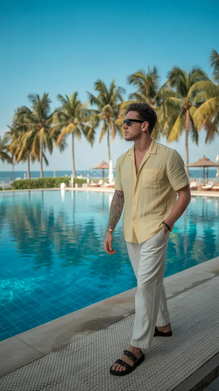 Casual summer outfits men 2026 Soft Yellow Linen for Elevated Resort Simplicity