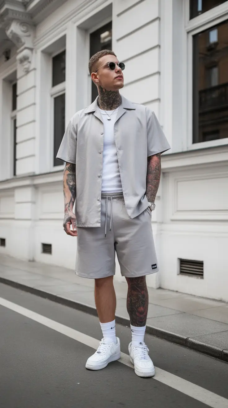 Casual summer outfits men 2026 Monochrome Athleisure With a Streetwear Edge