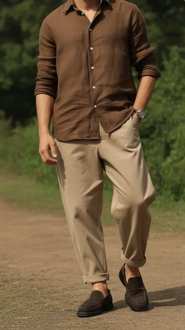 Casual summer outfits men 2026 Earth-Toned Linen and Relaxed Smart Casual Balance