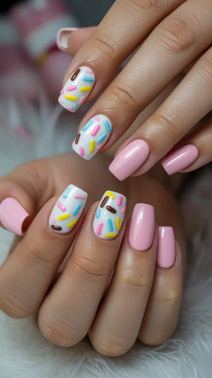 cute easter nail art ideas 2026 Sweet Sprinkle Easter Candy Nails