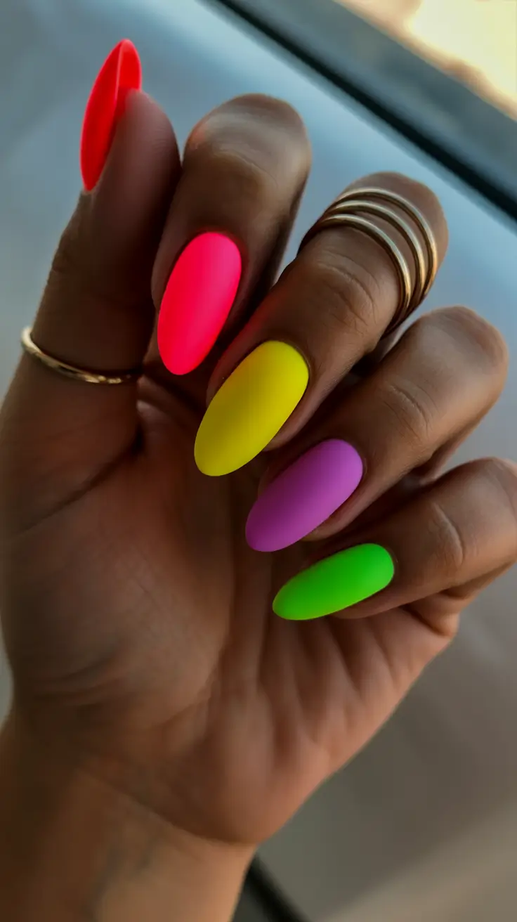 spring nails for tan skin Playful Neon Spring Mix For Bold Personality