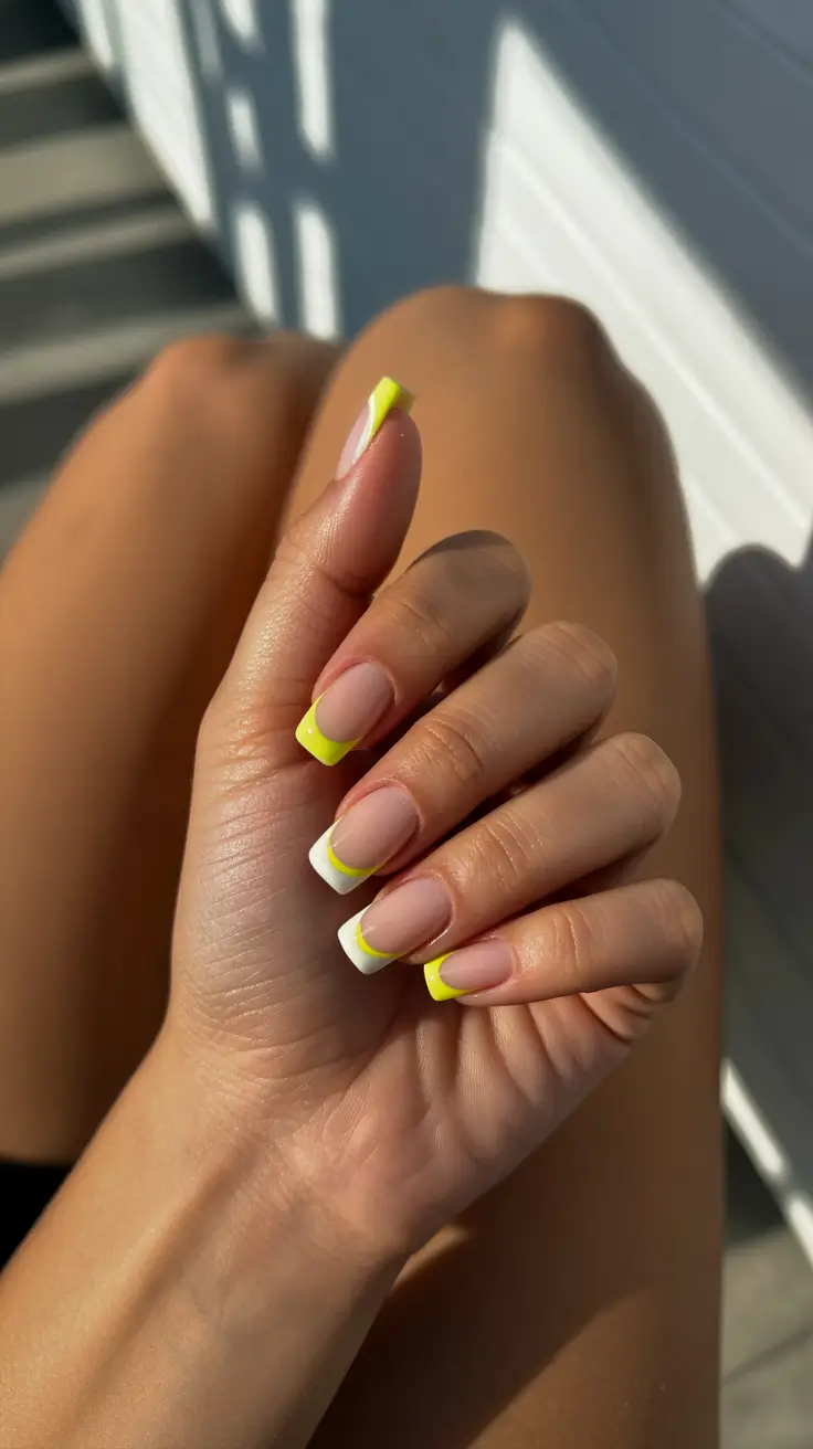spring nails for tan skin Soft Yellow French Tips For Sunny Spring Days