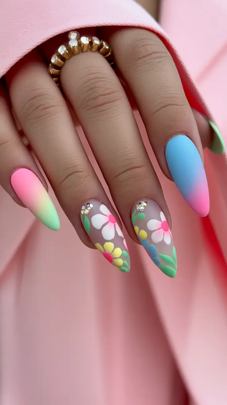 easter nails color ideas 2026 Soft Pastel Ombre Garden Nails