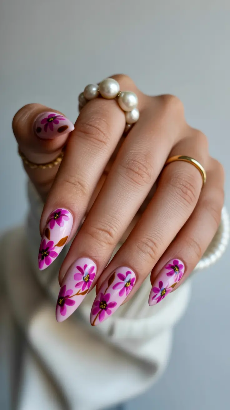 easter nails color ideas 2026 Delicate Pink Blossom Spring Nails