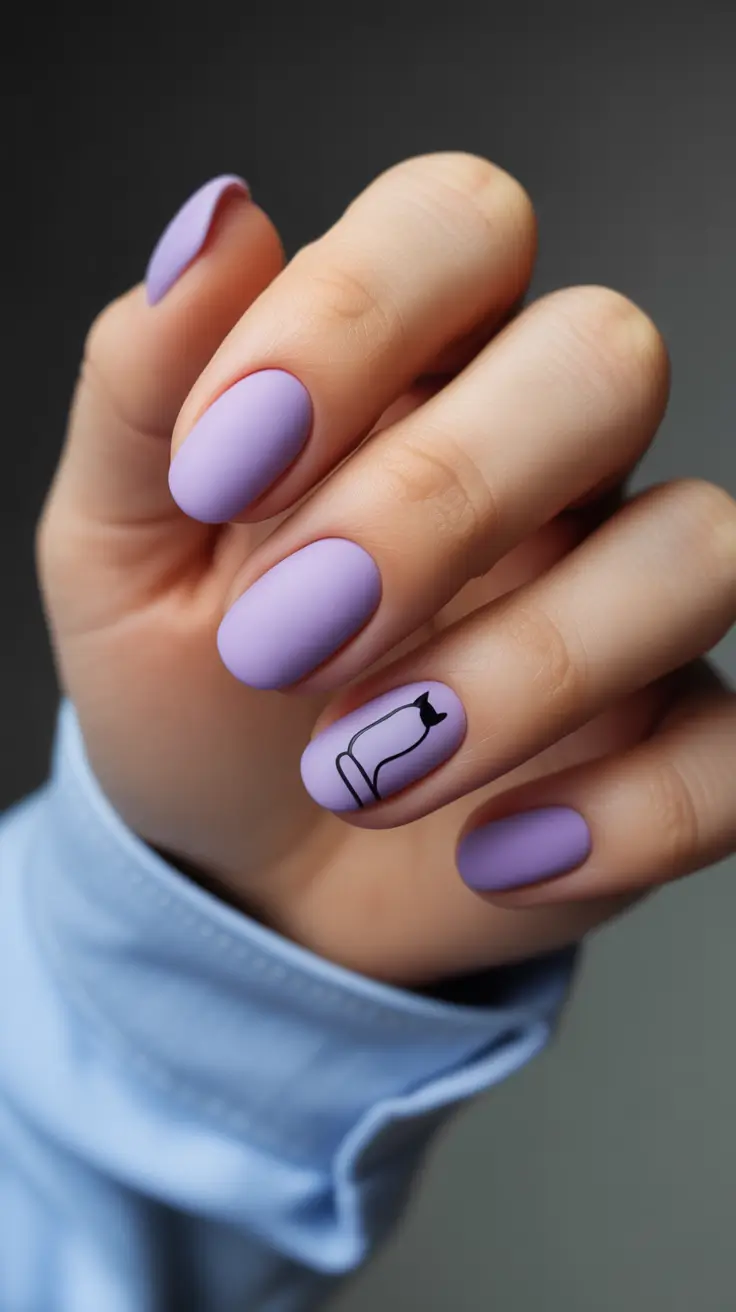 spring oval nails Soft Lavender Minimalism With A Playful Accent