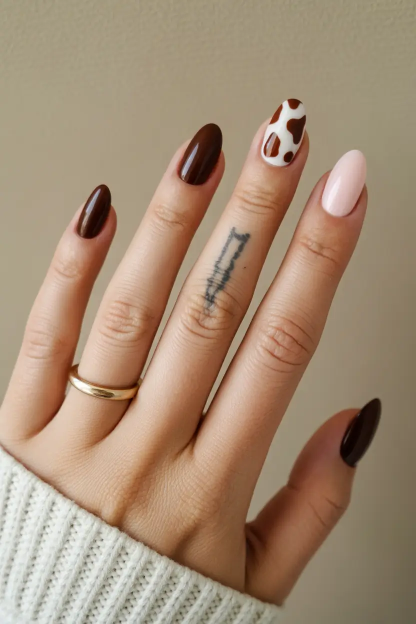 spring oval nails Chocolate Minimalism With Modern Animal Accent