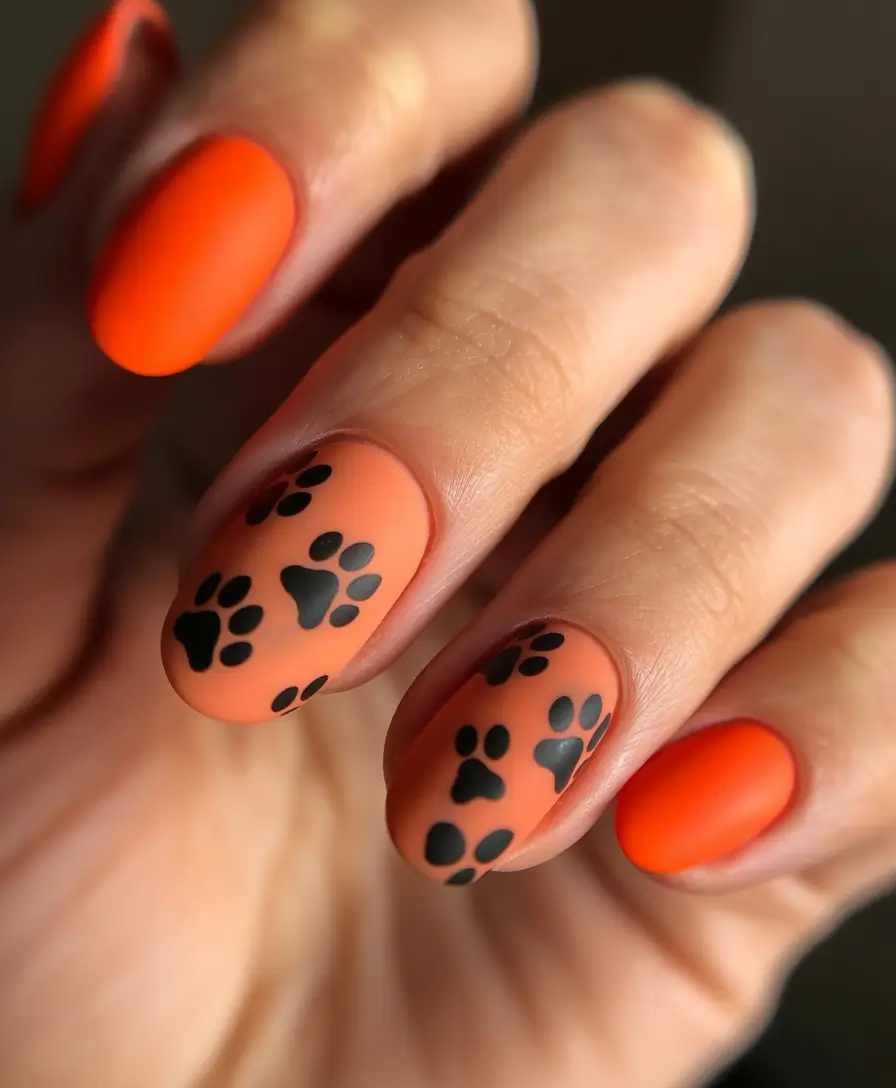 spring oval nails Playful Neon Paw Print Nails With Fun Personality