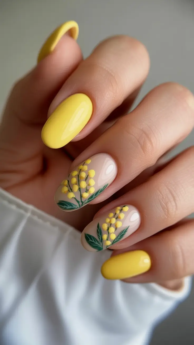 spring oval nails Mimosa Floral Nails Inspired By Early Spring Blooms