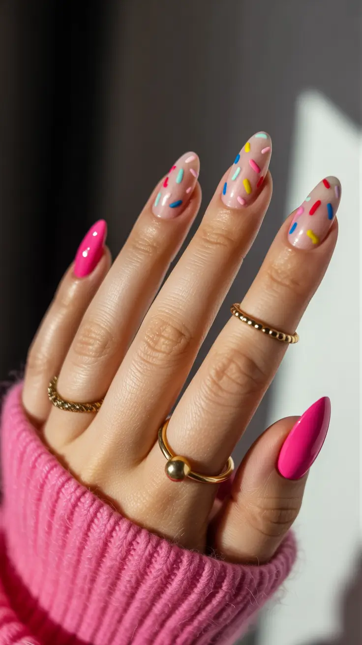 spring oval nails Playful Sprinkle Nails With Bright Spring Energy