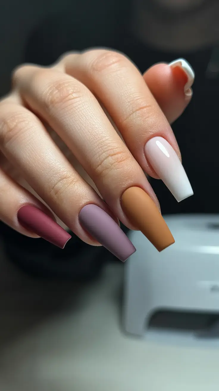 spring ballerina nails Matte Earth Tone Ballerina Nails for a Modern Neutral Spring Look
