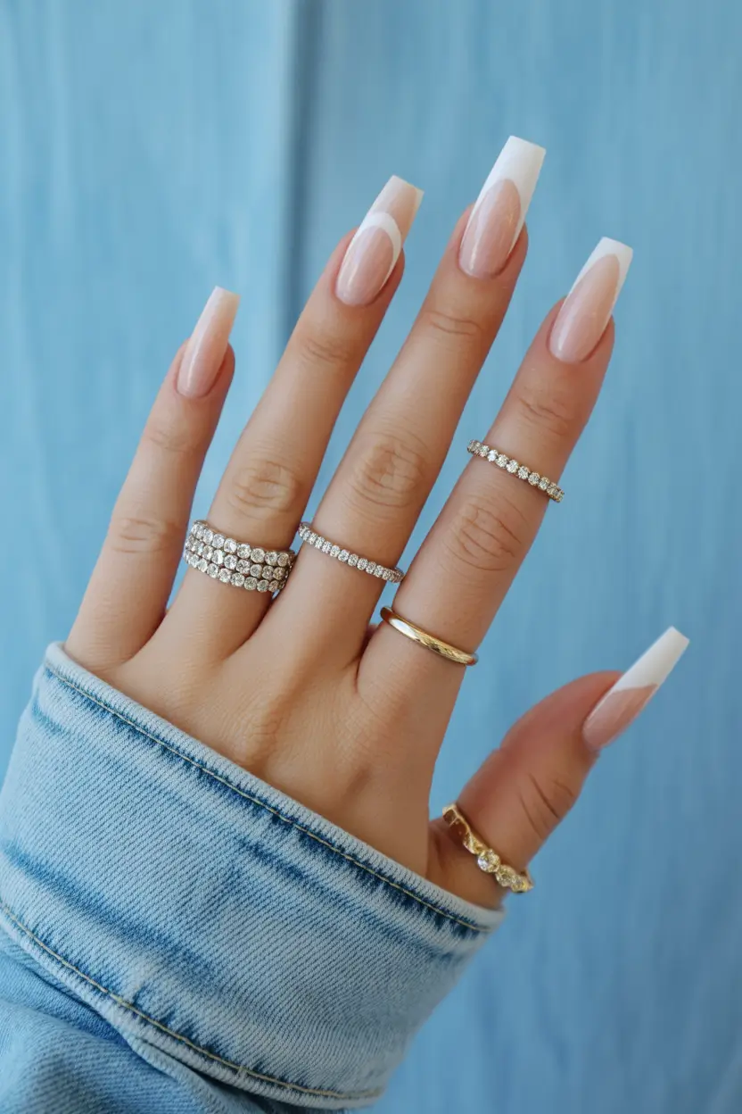 spring ballerina nails Milky White French Ballerina Nails With a Clean Minimal Finish