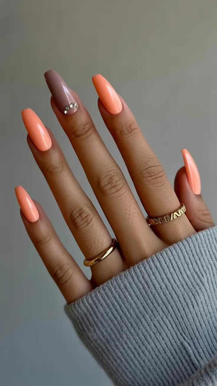 spring ballerina nails Peachy Minimal Spring Ballerina Nails With Crystal Accent
