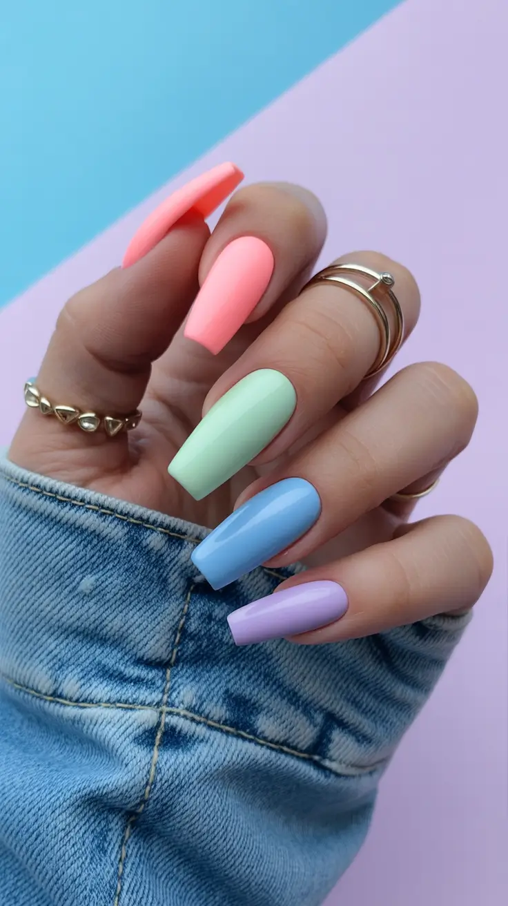 spring ballerina nails Soft Pastel Rainbow Ballerina Nails for Fresh Spring Inspiration