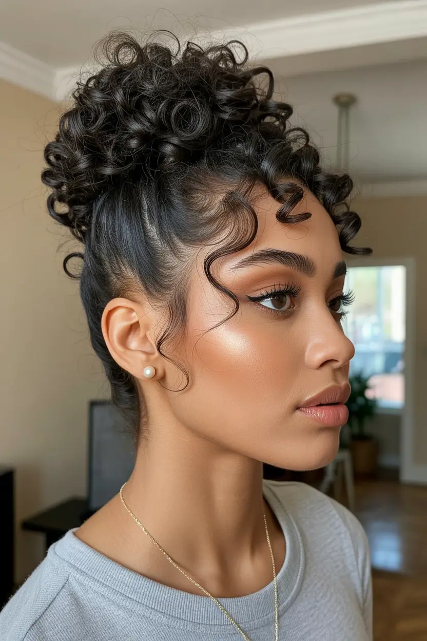 graduation hairstyles ideas 2026 Curly High Updo With Soft Tendrils