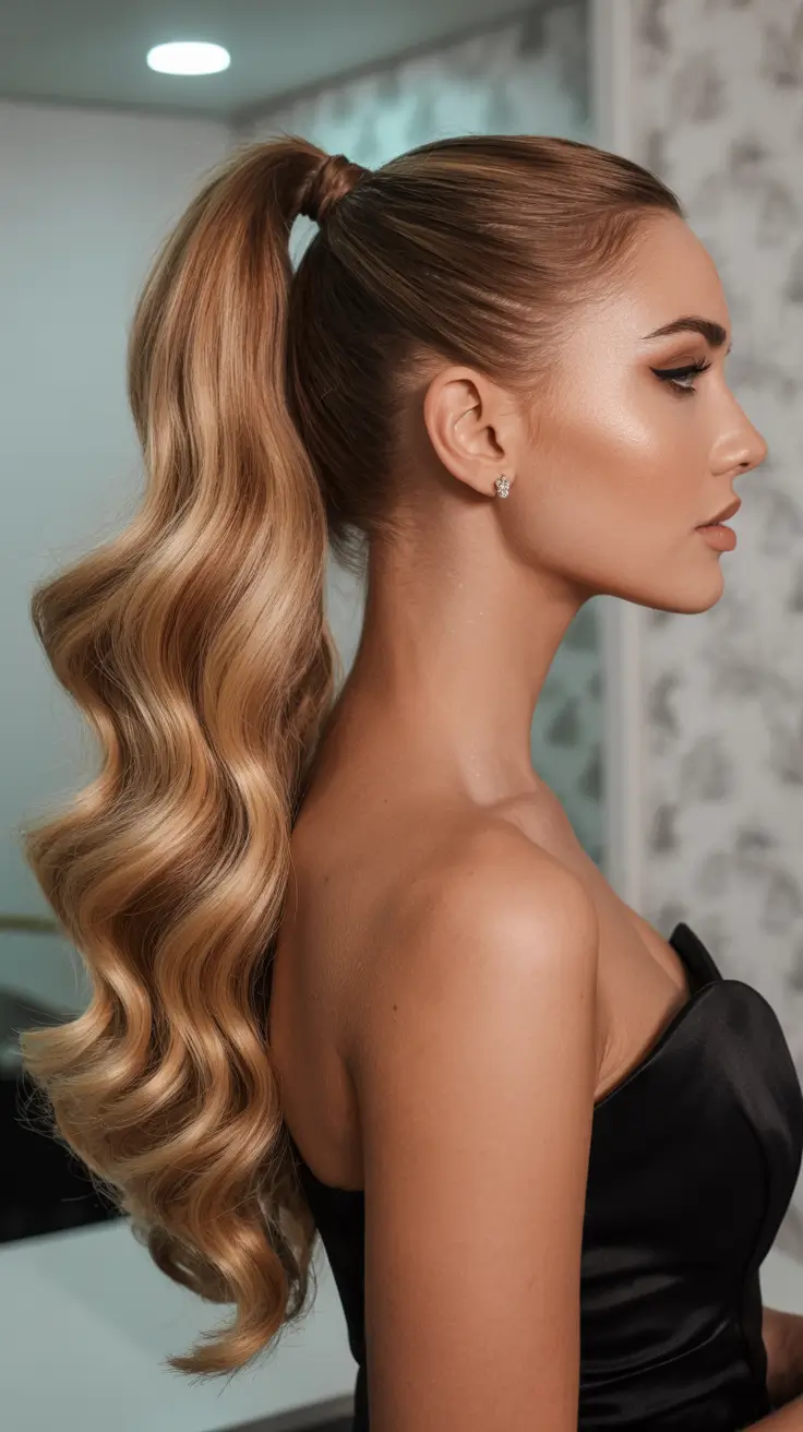 graduation hairstyles ideas 2026 Voluminous Graduation Ponytail With Glam Waves