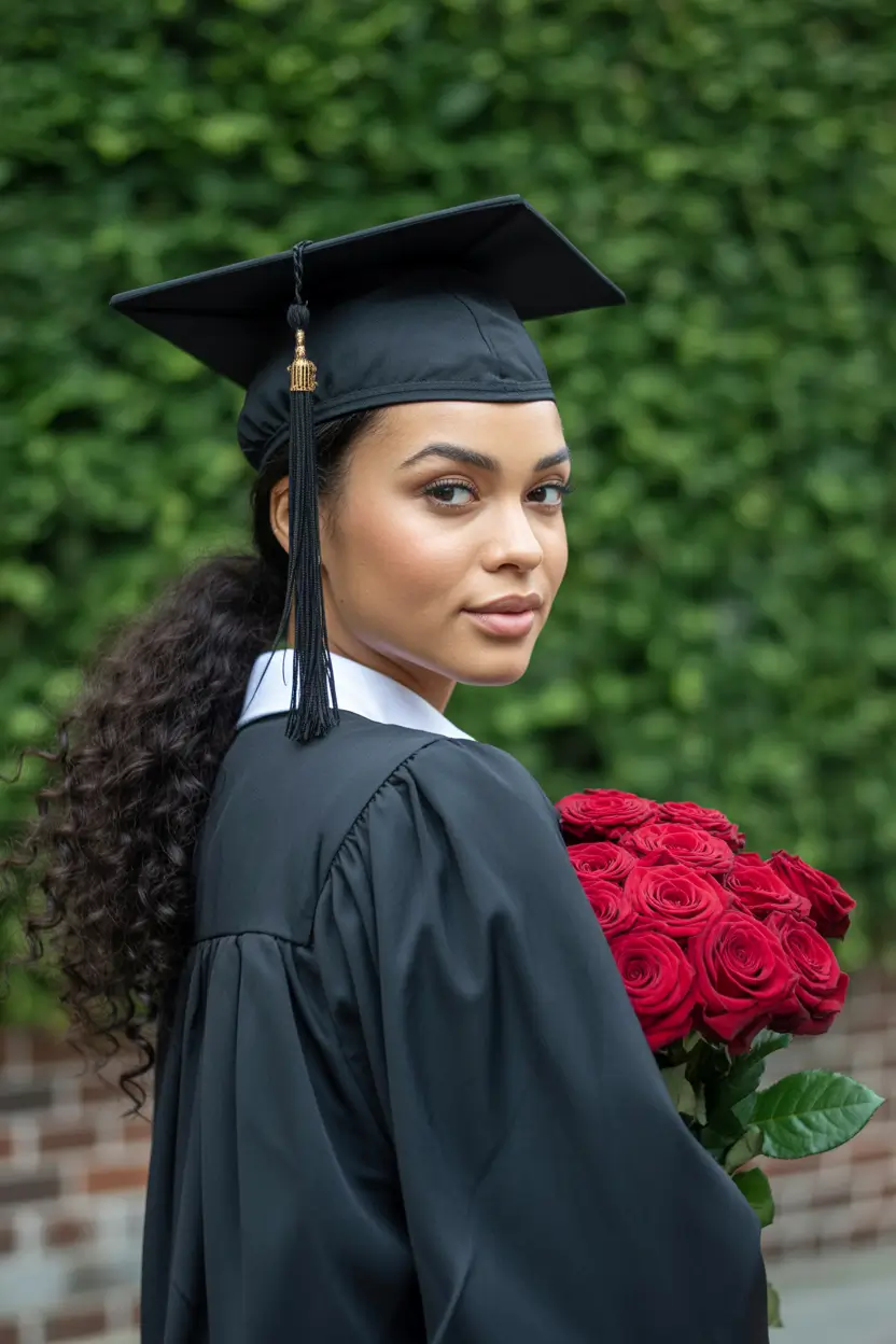 graduation hairstyles with cap ideas 2026 Soft Low Ponytail With Cap For Effortless Graduation Style