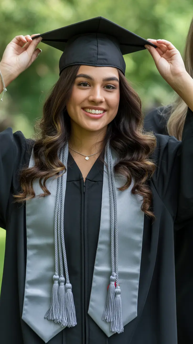 graduation hairstyles with cap ideas 2026 Loose Graduation Waves That Move Beautifully Under The Cap