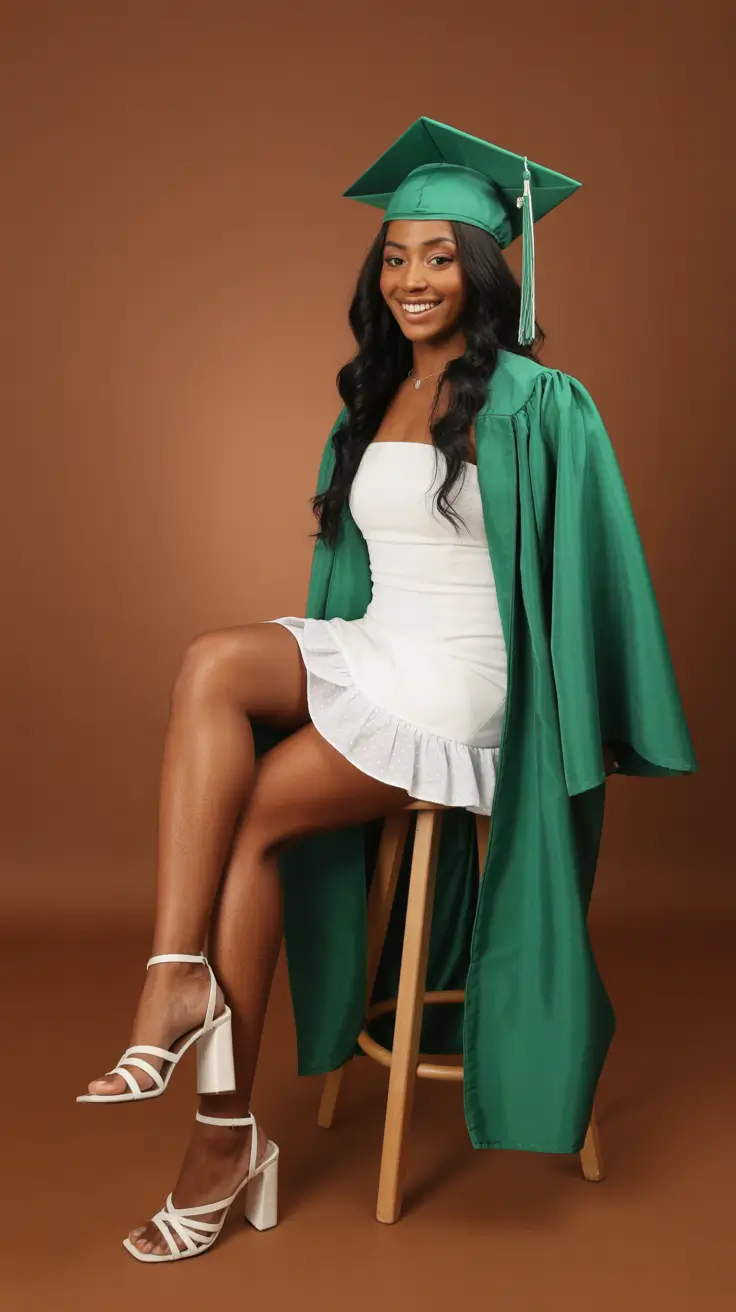 graduation look ideas 2026 Modern White Graduation Mini Dress With Fresh Minimal Style