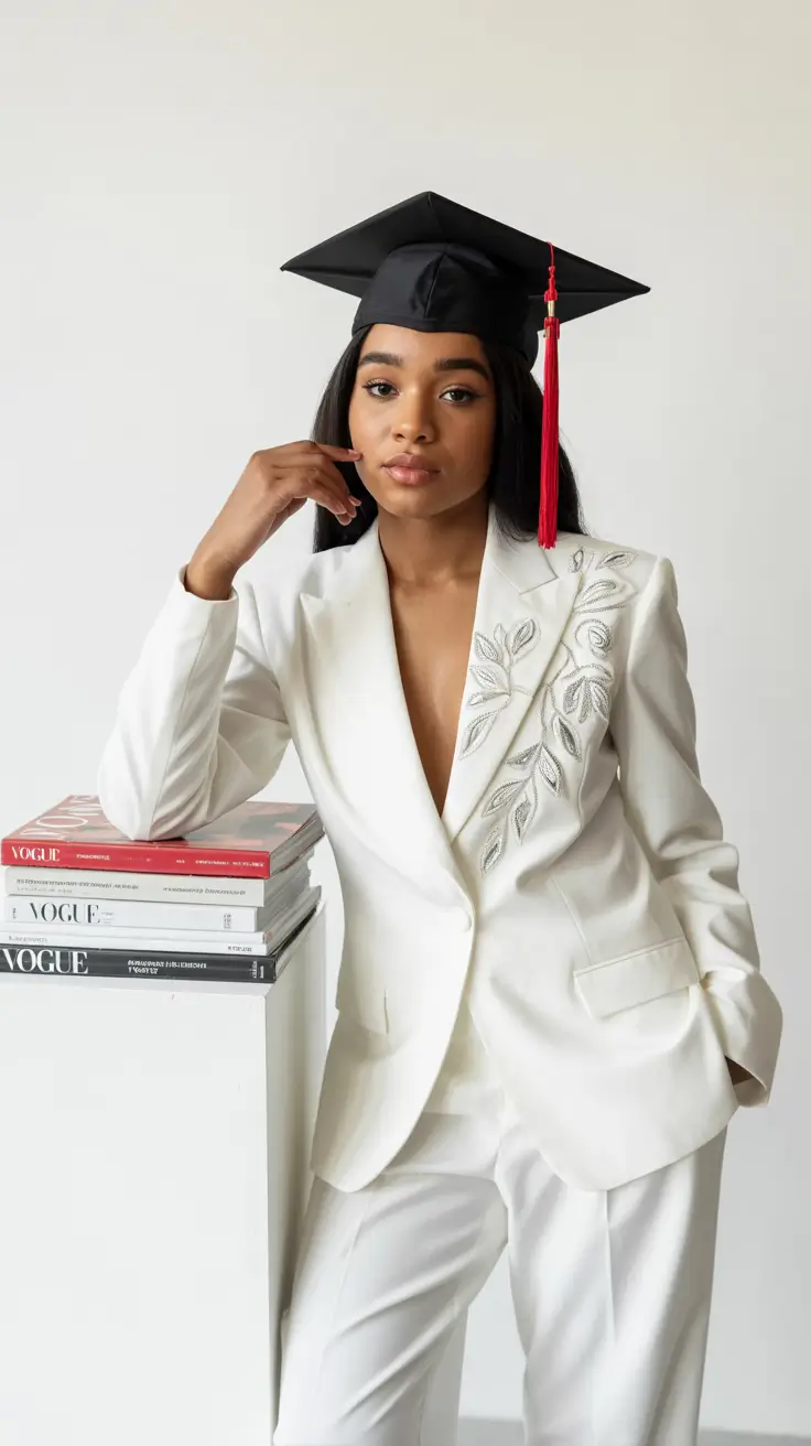 graduation look ideas 2026 Minimalist Ivory Suit For A Sophisticated Graduation Moment