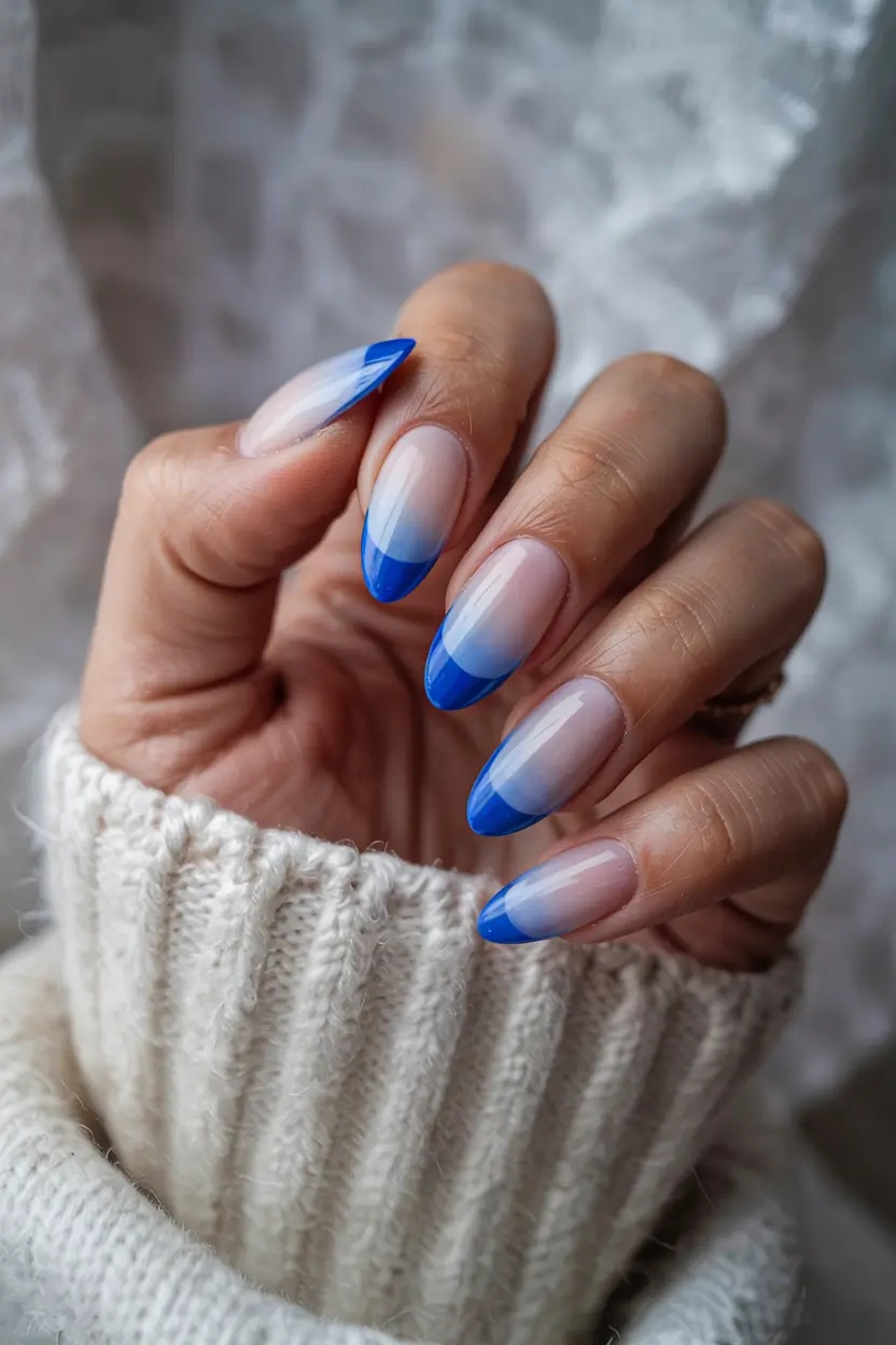 graduation nails ideas 2026 Soft Blue Ombre French Graduation Nails