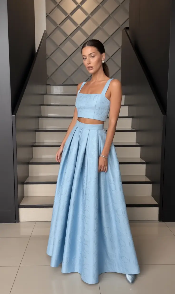 graduation outfit ideas for guest ideas 2026 Soft Blue Two Piece That Feels Like Summer Confidence