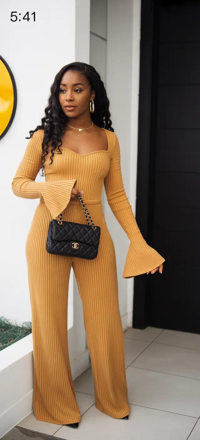 graduation outfit ideas for guest ideas 2026 Warm Caramel Knit Set That Blends Comfort and Style