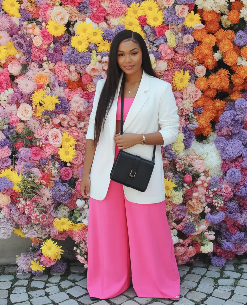 graduation outfit ideas for guest ideas 2026 Bright Pink Wide Leg Set That Celebrates the Moment
