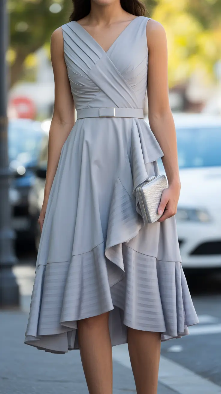 graduation outfit ideas for guest ideas 2026 Modern Grey Midi Dress That Feels Effortlessly Polished