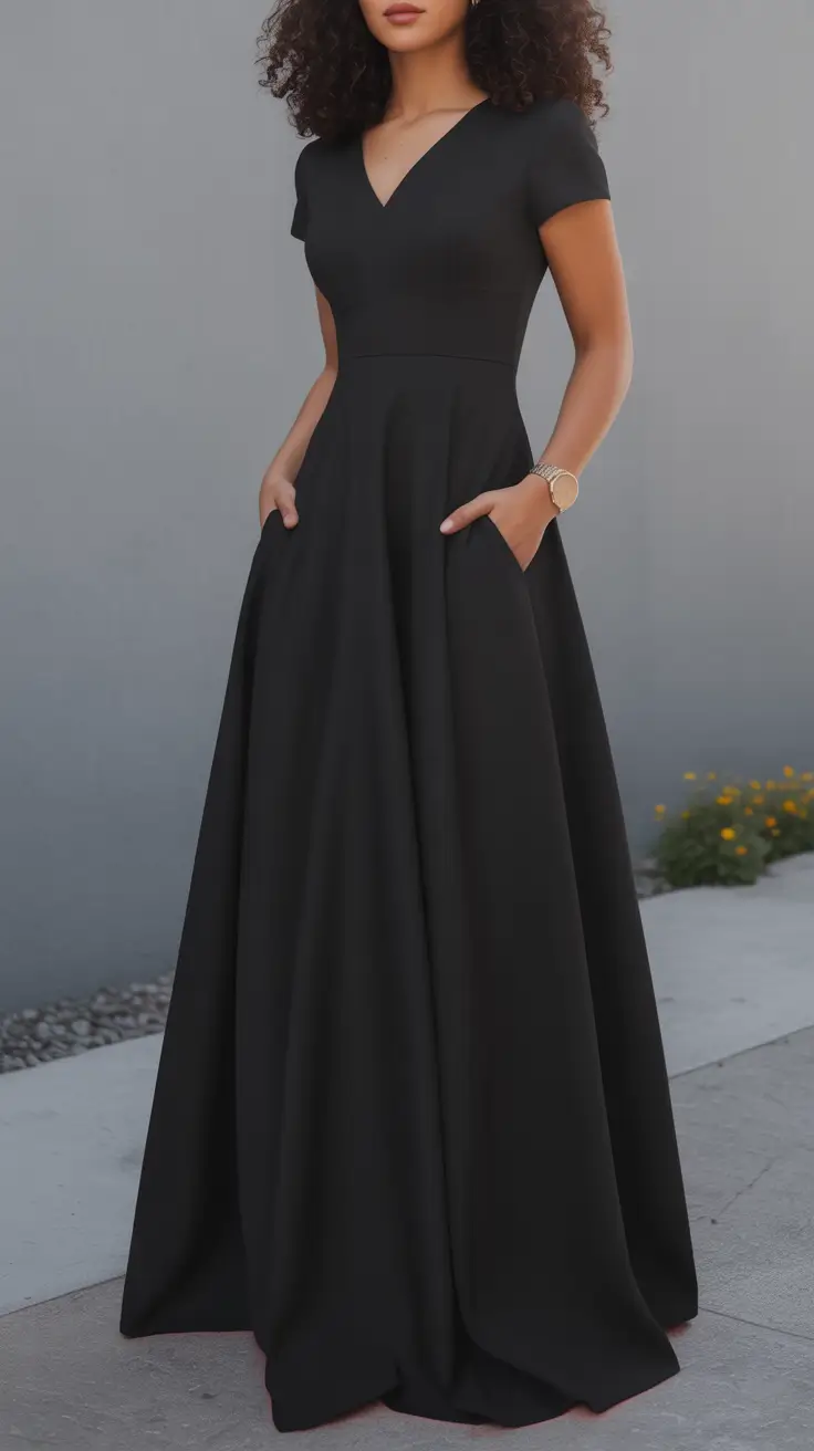 graduation outfit ideas for guest ideas 2026 Classic Black Maxi Dress That Never Fails