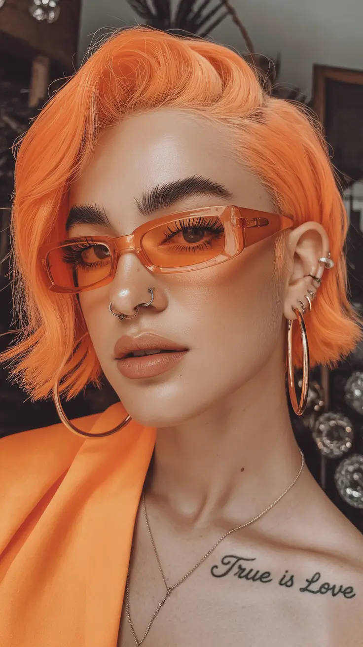 May Hair Color Ideas 2026 Bold Neon Orange Crop That Feels Fearlessly Modern