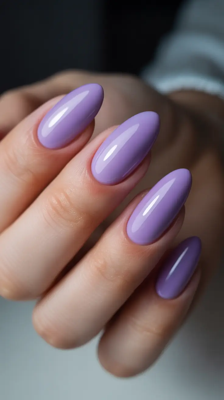 May Nails Ideas 2026 Soft Lavender Gloss for Effortless Everyday Elegance