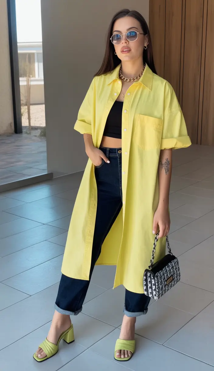 May outfits ideas 2026 Oversized Shirt Layers With Fresh Color Energy