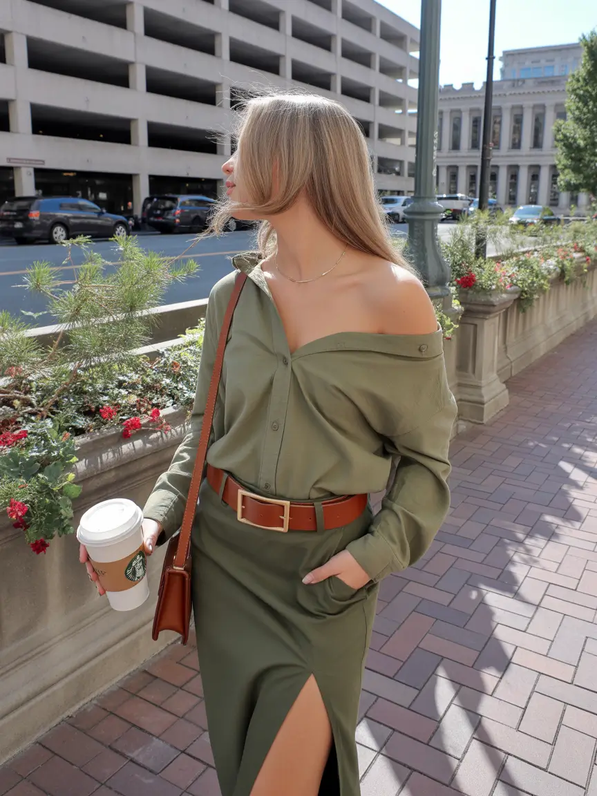 May outfits ideas 2026 Soft Olive Monochrome With Relaxed Elegance