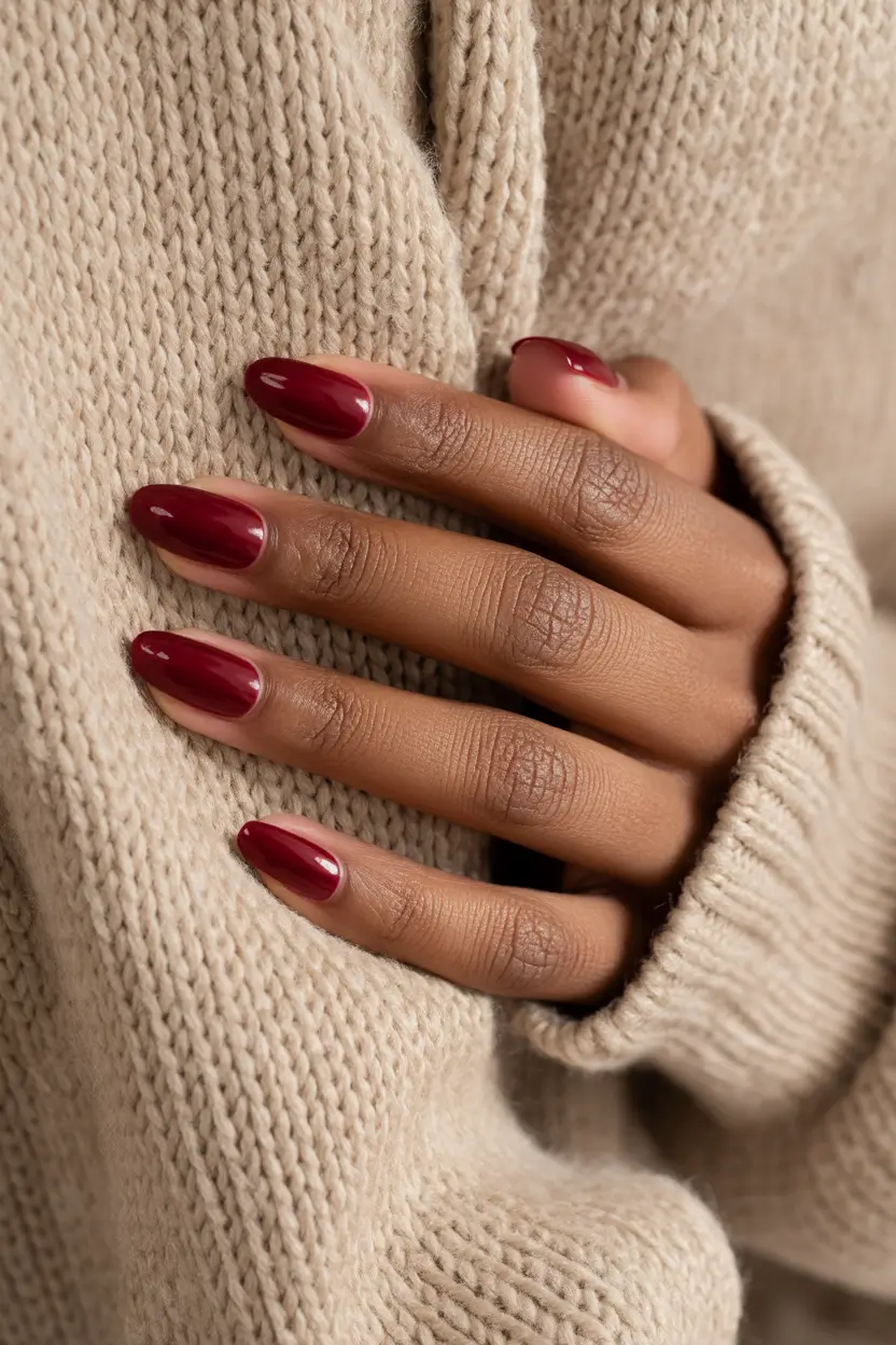 spring nails for brown skin Classic Cherry Red Almond Revival