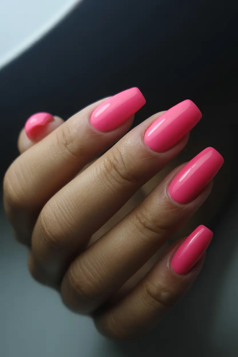 spring nails for brown skin Vibrant Pink Long Acrylic Energy