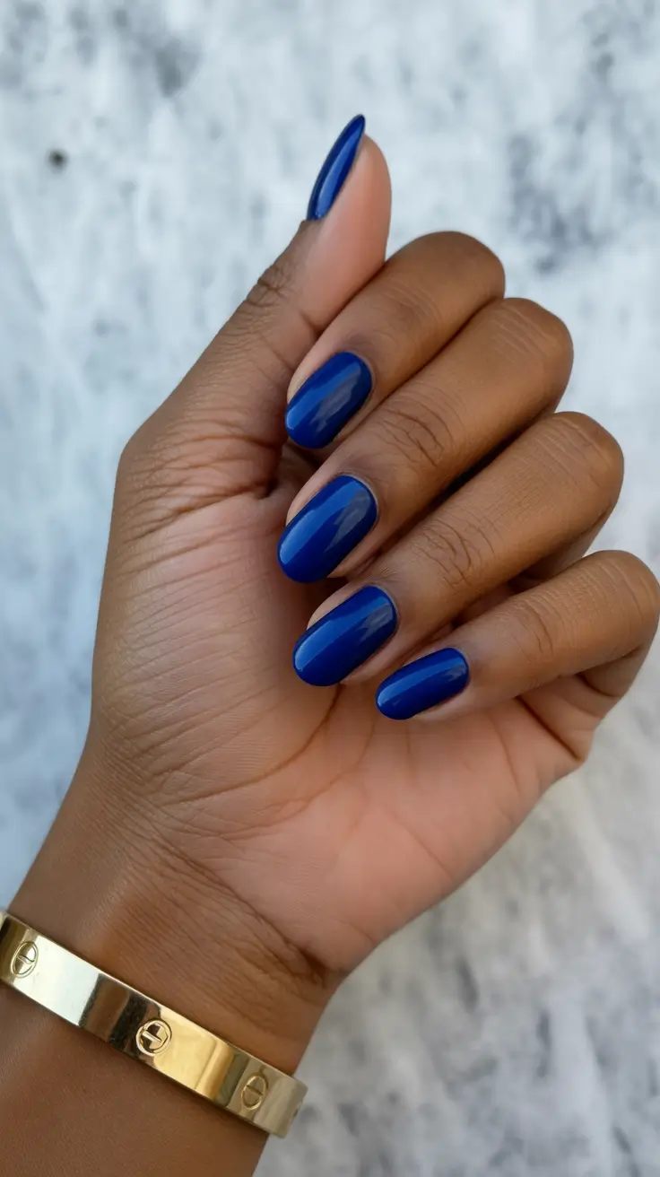 spring nails for brown skin Royal Blue Almond Power Nails