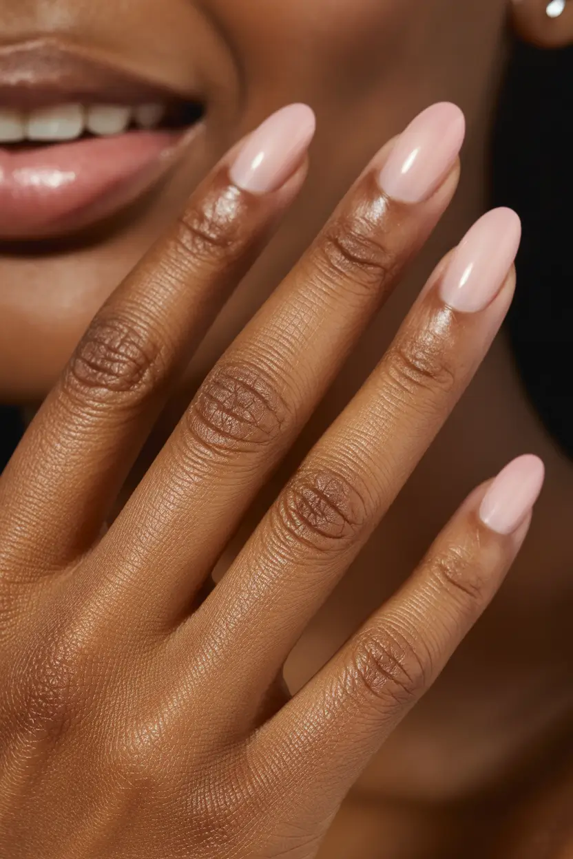 spring nails for brown skin Soft Blush Almond Glow For Everyday Elegance