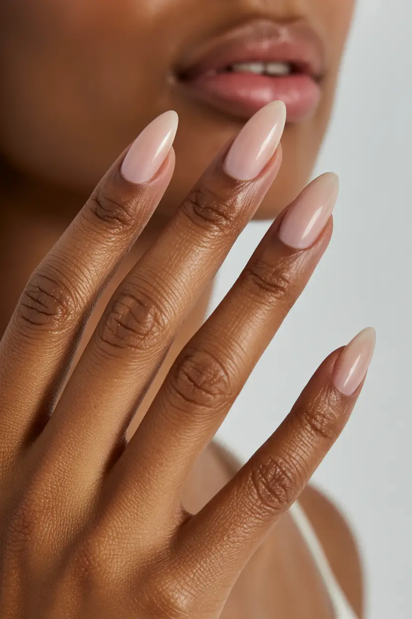 spring nails for brown skin Milky Nude Almond For Bridal Spring Moments