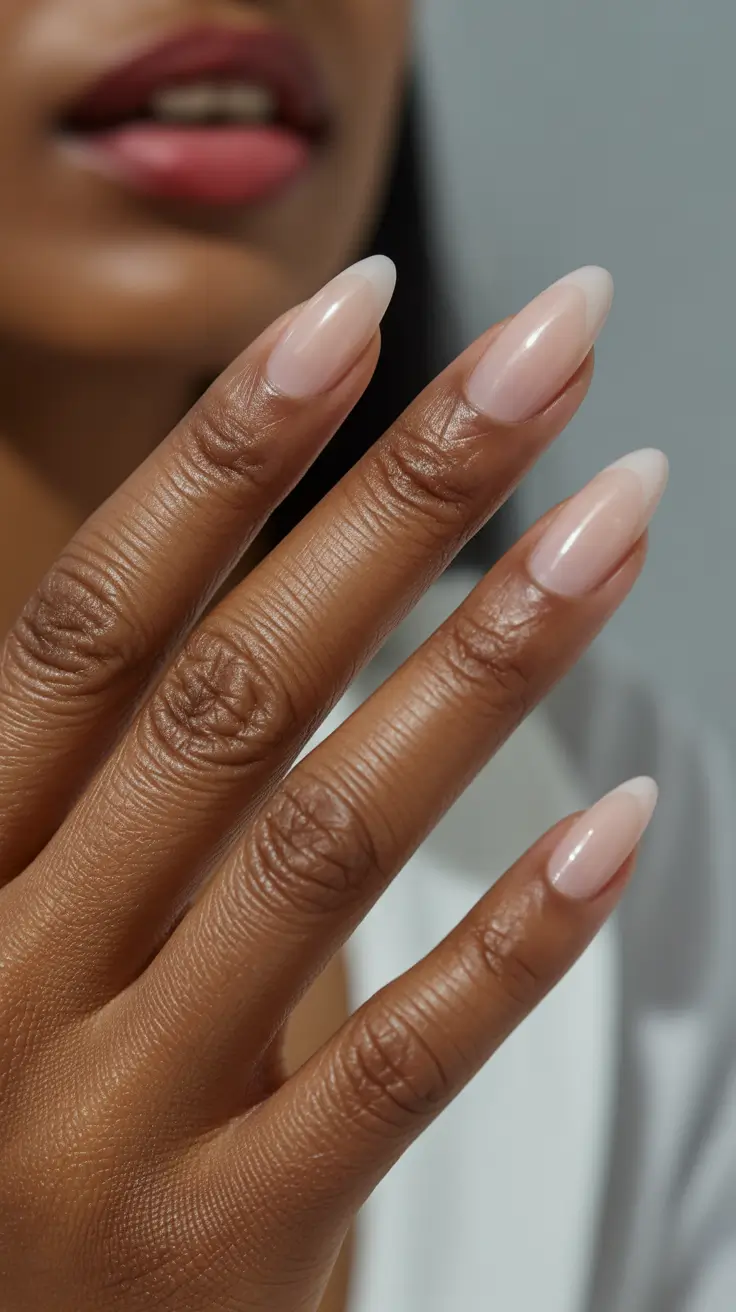 spring nails for brown skin Soft Milky Short Almond Minimalism