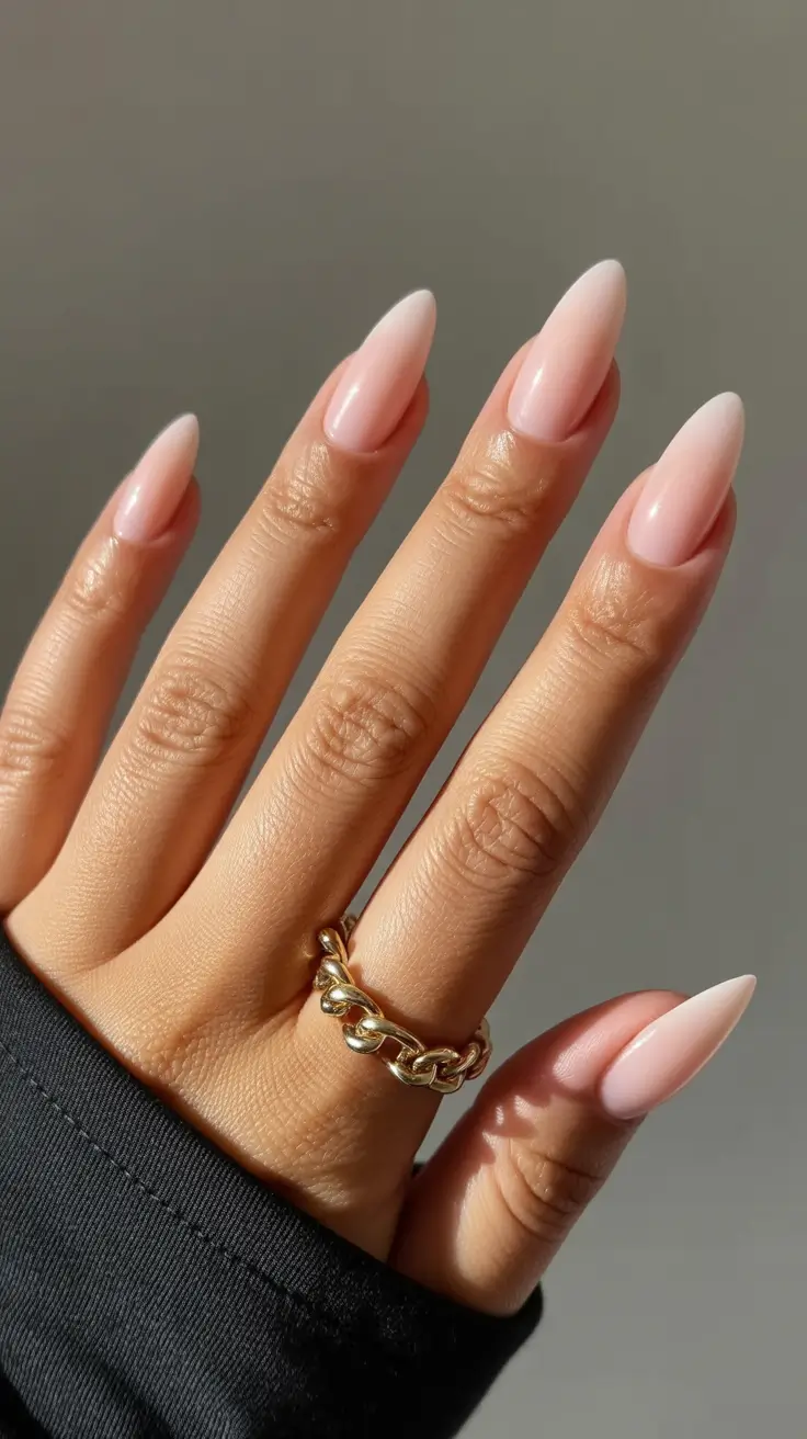 spring nails for brown skin Soft Pink Ombre Almond Dream