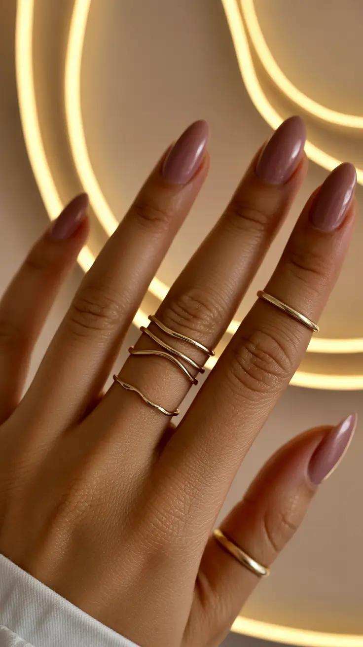 spring nails for brown skin Glossy Taupe Almond Quiet Luxury