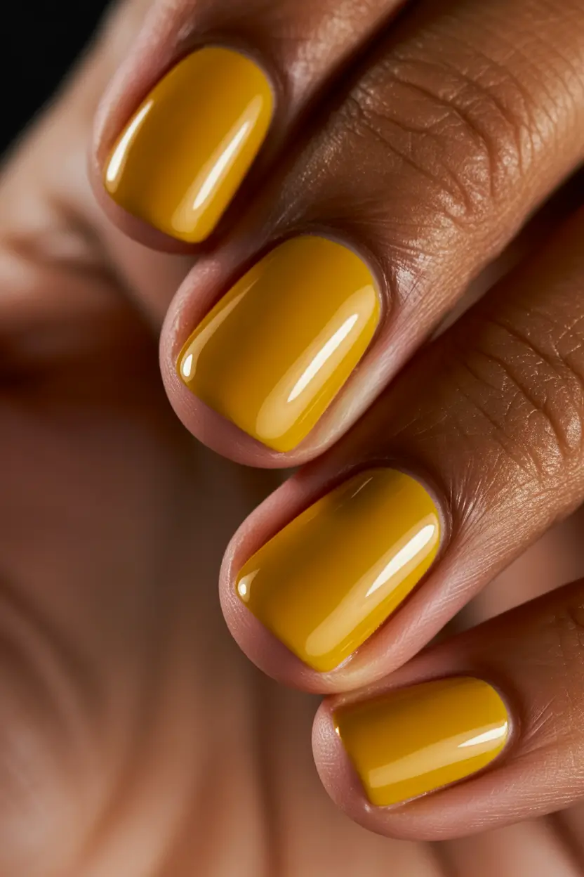 spring nails for brown skin Golden Honey Short Natural Glow