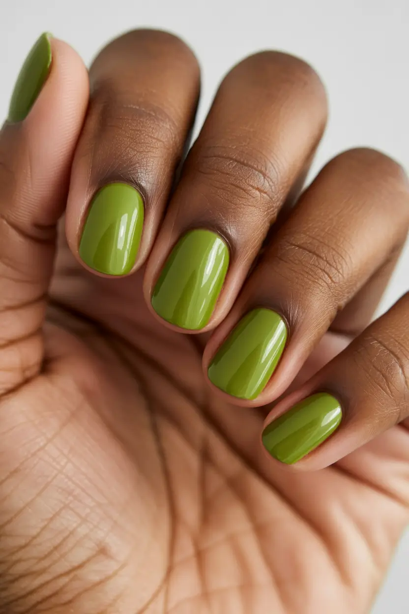 spring nails for brown skin Fresh Lime Green Short Spring Energy