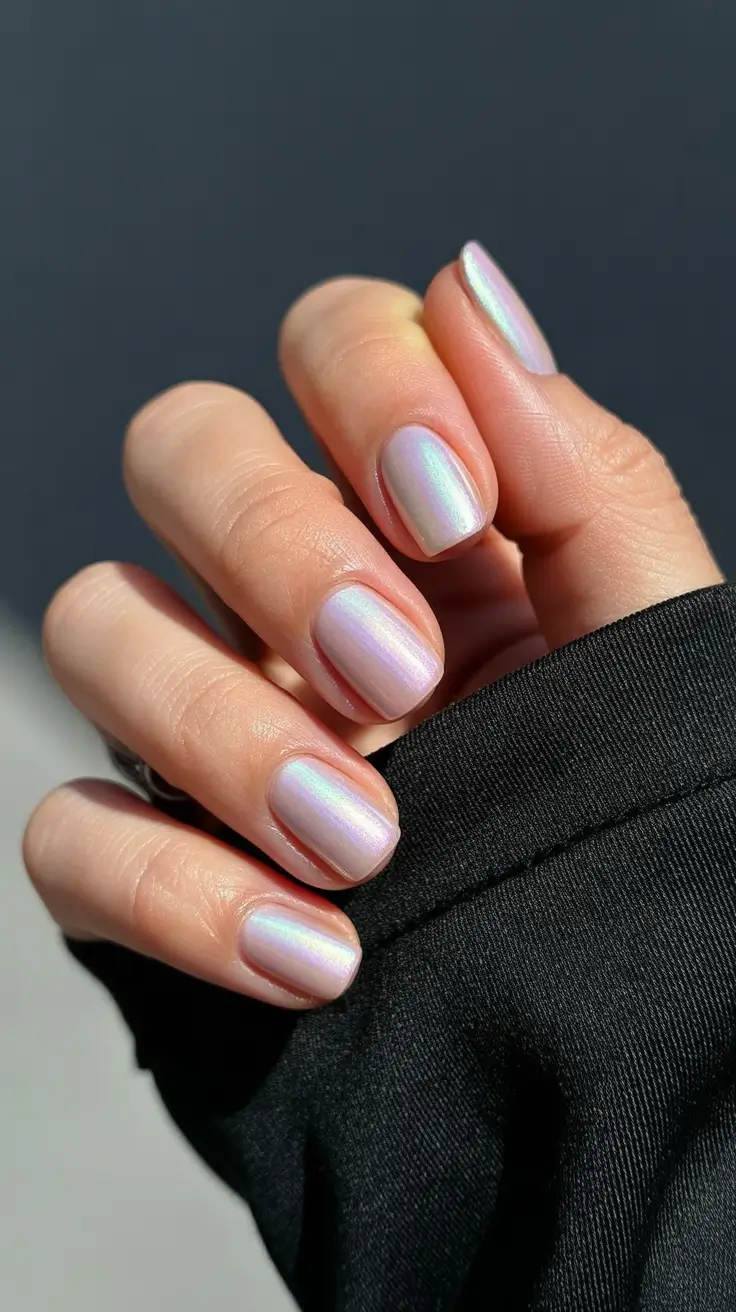 spring aura nails Short Iridescent Aura Nails