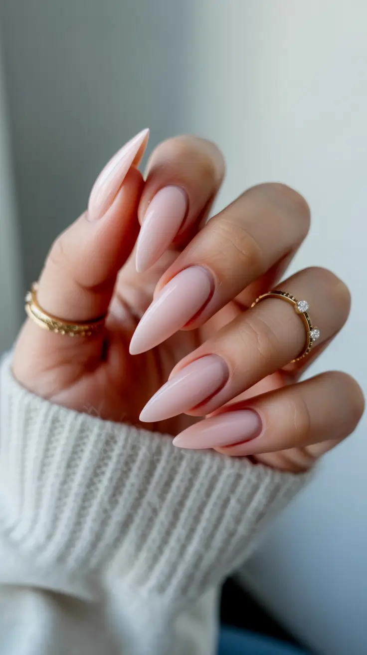 spring nails for pale skin Soft Light Pink Almond Nails That Feel Effortlessly Elegant
