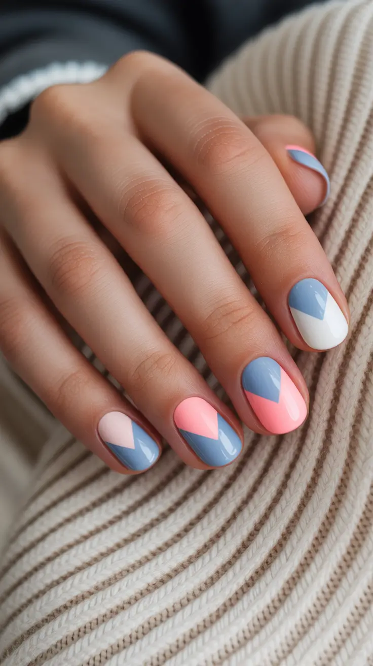 spring nails for pale skin Pastel Geometric Nails With Soft Spring Tones