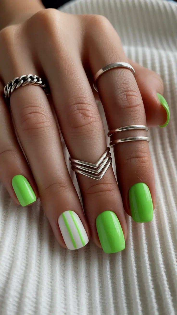 spring nails for dark skin Fresh Lime Graphic Accent