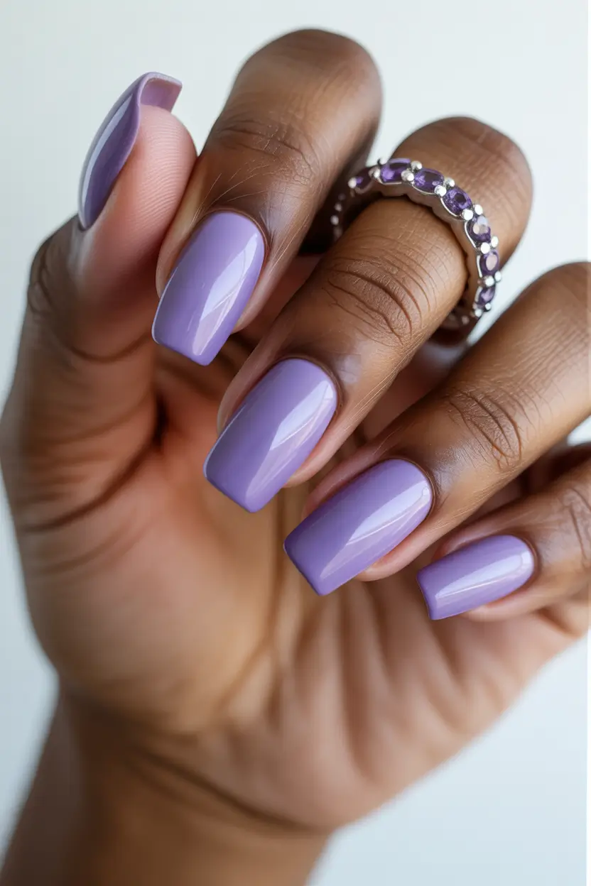 spring nails for dark skin Lavender Minimal Short Square