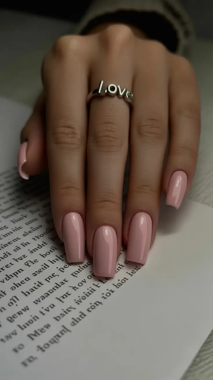 spring nails for dark skin Glossy Baby Pink Everyday Elegance
