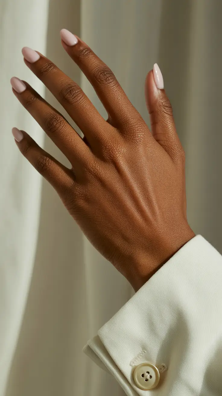 spring nails for dark skin Soft Blush Minimal Almond